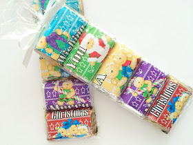 Fill Pretzel Treat Bags with Mini Candy Bars to create an Easy Christmas party favor