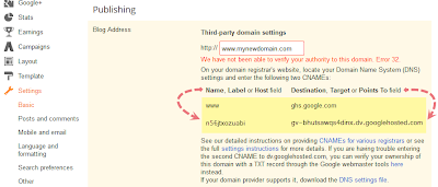 setting up blogger custom domain 