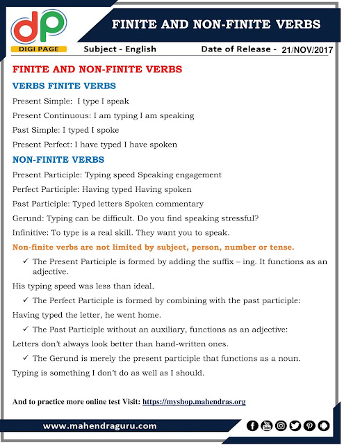 DP | Finite And Non-Finite Verbs | 21 - 11 - 2017