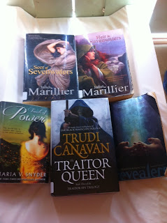 seer of seven waters, heir to seven waters by Juliet Marillier, Traitor queen by trudi canavan, touch of power, by maria snyder Revealers by Amanda Marrone
