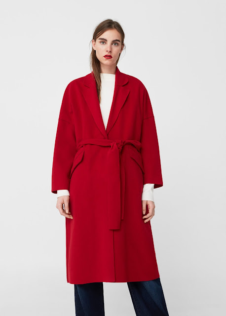 mango red wool coat