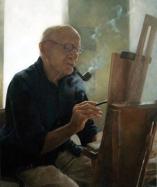 Aaron Shikler, Self Portrait, Portraits of Painters, Fine arts, portraits of painters blog, Paintings of Aaron Shikler, Painter Aaron Shikler