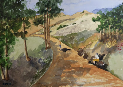 Watercolor - Loose - Country Lane