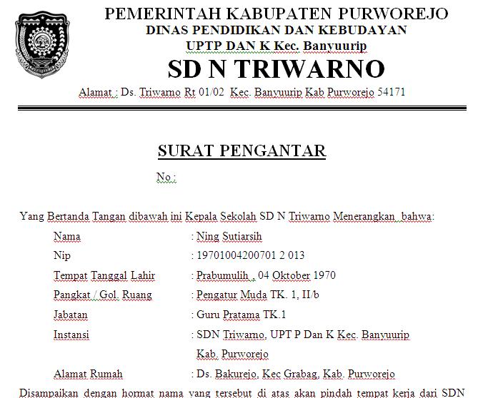 Surat Pengantar dari Kepala Sekolah  contoh surat dan kebutuhan anda