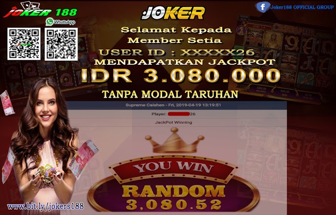 Selamat Kepada Member XXXXXX26 MENDAPATKAN JACKPOT Sebesar IDR 3.080.000  TANPA MODAL TARUHAN