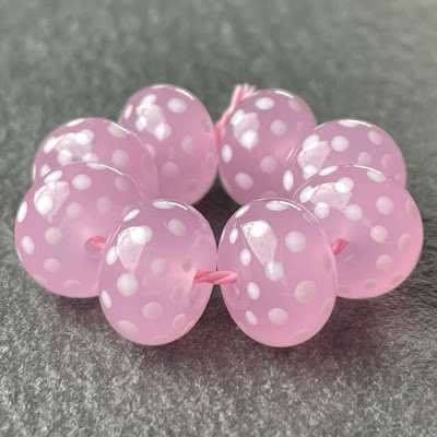 Handmade lampwork glass beads made with Creation is Messy Dollhouse Milky