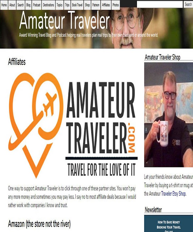 AMATEUR TRAVELER - Features a travel podcast as well as expertly written travel information