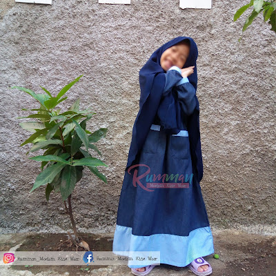 Gamis Anak RUMMAN Bahan Jeans Lembut Navy