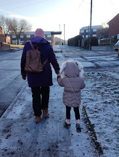 Walking to the shops in the frost