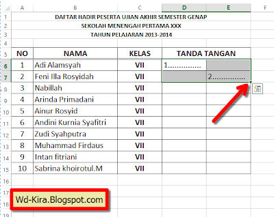 Wd-Kira, Cara Cepat membuat Tanda tangan dua kolom Pada Excel, Cara membuat rumus EXCEL, Microsoft Offices, menulis Rumus Excel, cara membuat daftar hadir mudah, cara membuat kolom tanda tangan, pada Excel, aplikasi excel, solusi Excel 2014, Offices 2014, MS. Offices terbaru