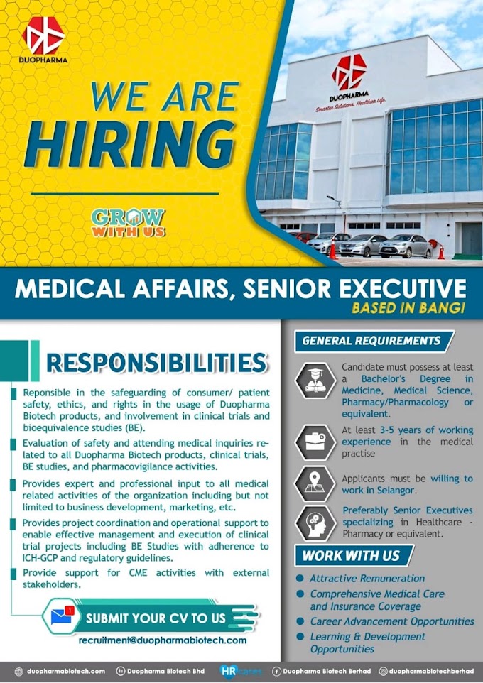 DUOPHARMA - Medical Affairs , Senior Executive requirment for Experienced candidates in 2021.