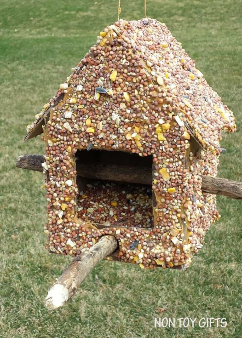 cardboard bird house feeder