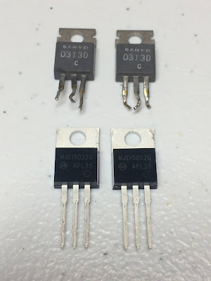 Pioneer SX-727_Original Sanyo power transistors and new Fairchild MJE substitutions