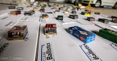 handgun ammo laid out on a table