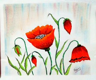 How To Draw an Easy Poppy Flower With Oil Pastel .Video Drawing Tutorial 