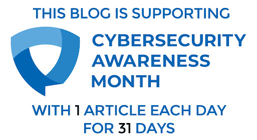 Graphic announcing 31 articles for Cybersecurity Awareness Month