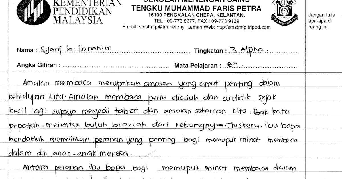 Contoh Soalan Esei Sejarah Tingkatan 4 Bab 10 - Laporan 7