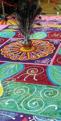 Colourful: The Ranggoli Kolam at the entrance of K&N Kenanga Holdings building.