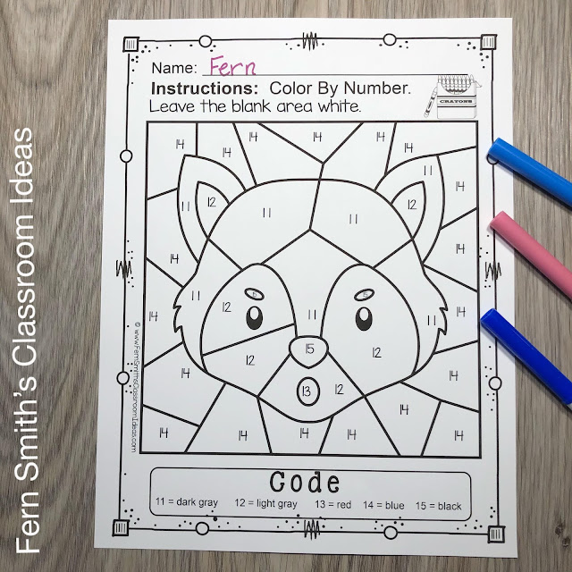 Three Little Pigs Color By Number Remediation Know Your Numbers 11 to 15 Worksheets Resource #FernSmithsClassroomIdeas