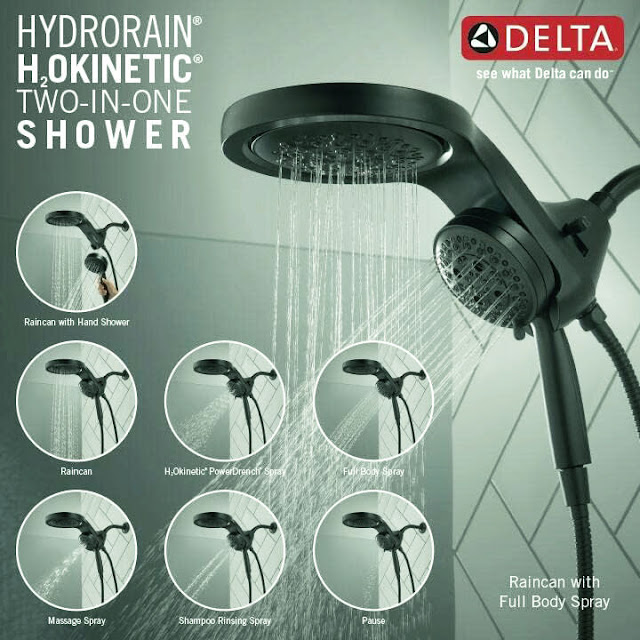 Delta Faucet HydroRain 5-Spray H2Okinetic Dual Shower Head
