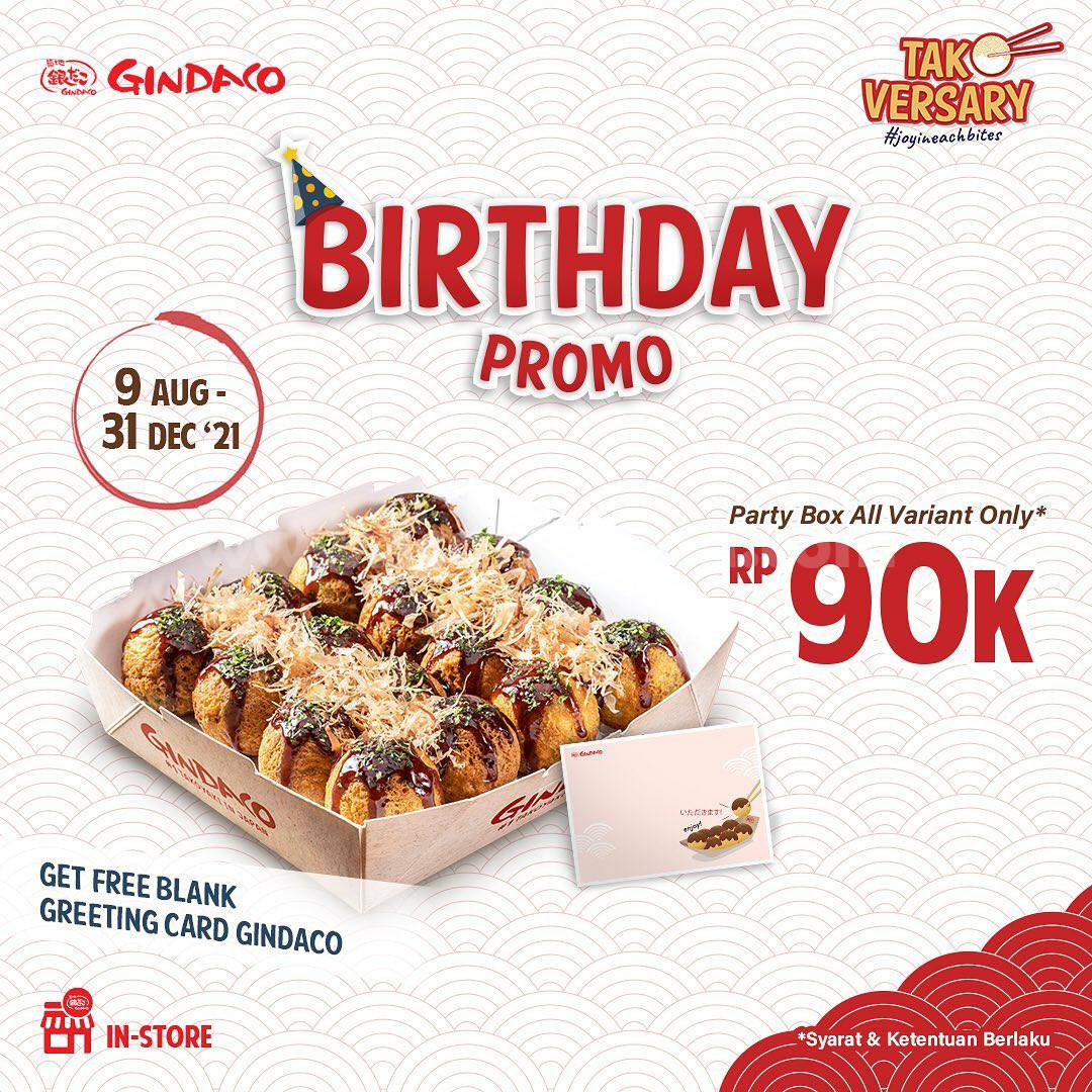 Promo Gindaco Birthday! harga Party Box semua varian cuma 90K