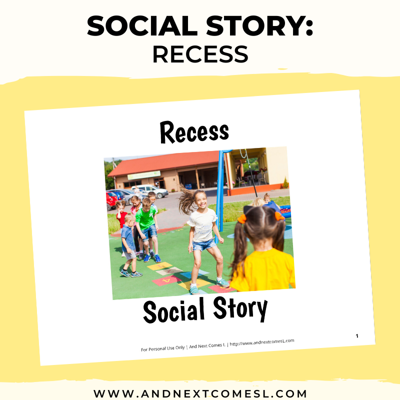 Printable social story for kids with autism about recess