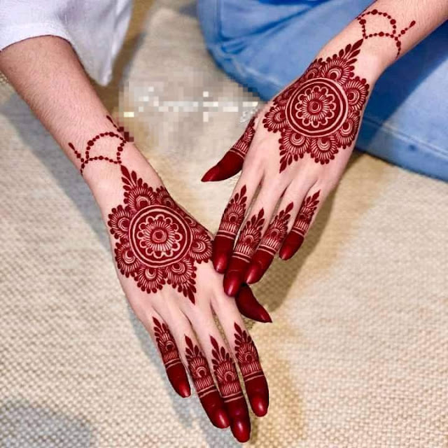 full hand red henna mendhi design
