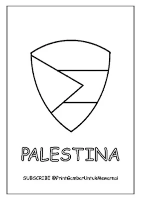 Gambar Mewarnai Bendera Palestina PDF Bentuk Tameng (Perisai) 2