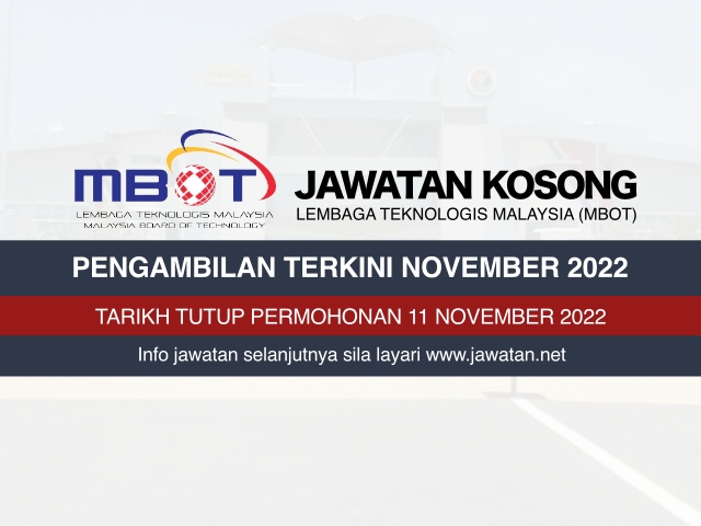 Jawatan Kosong Lembaga Teknologis Malaysia (MBOT) 2022