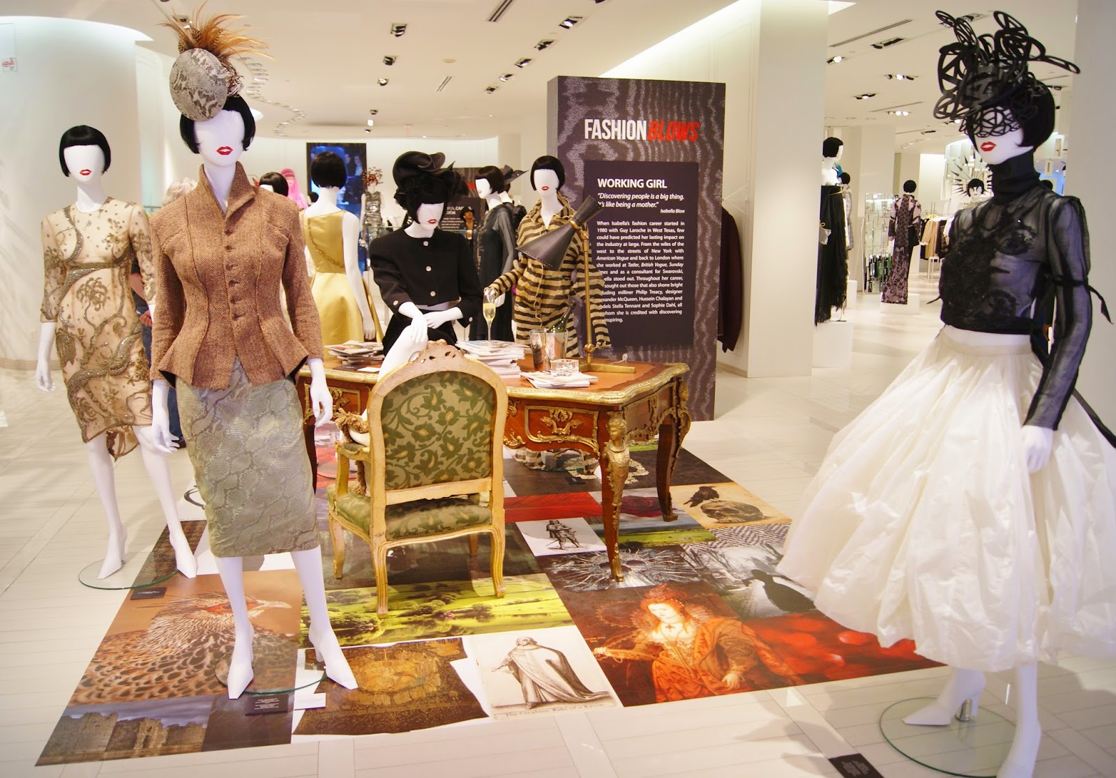 Fashion Blows Exhibit at Hudson's Bay in Toronto, Isabella, Daupne Guinness, Style, Culture, foundation, aleander mcqueen, philip treacy, suicide,the purple scarf, melanie.ps, ontario, canada, the room