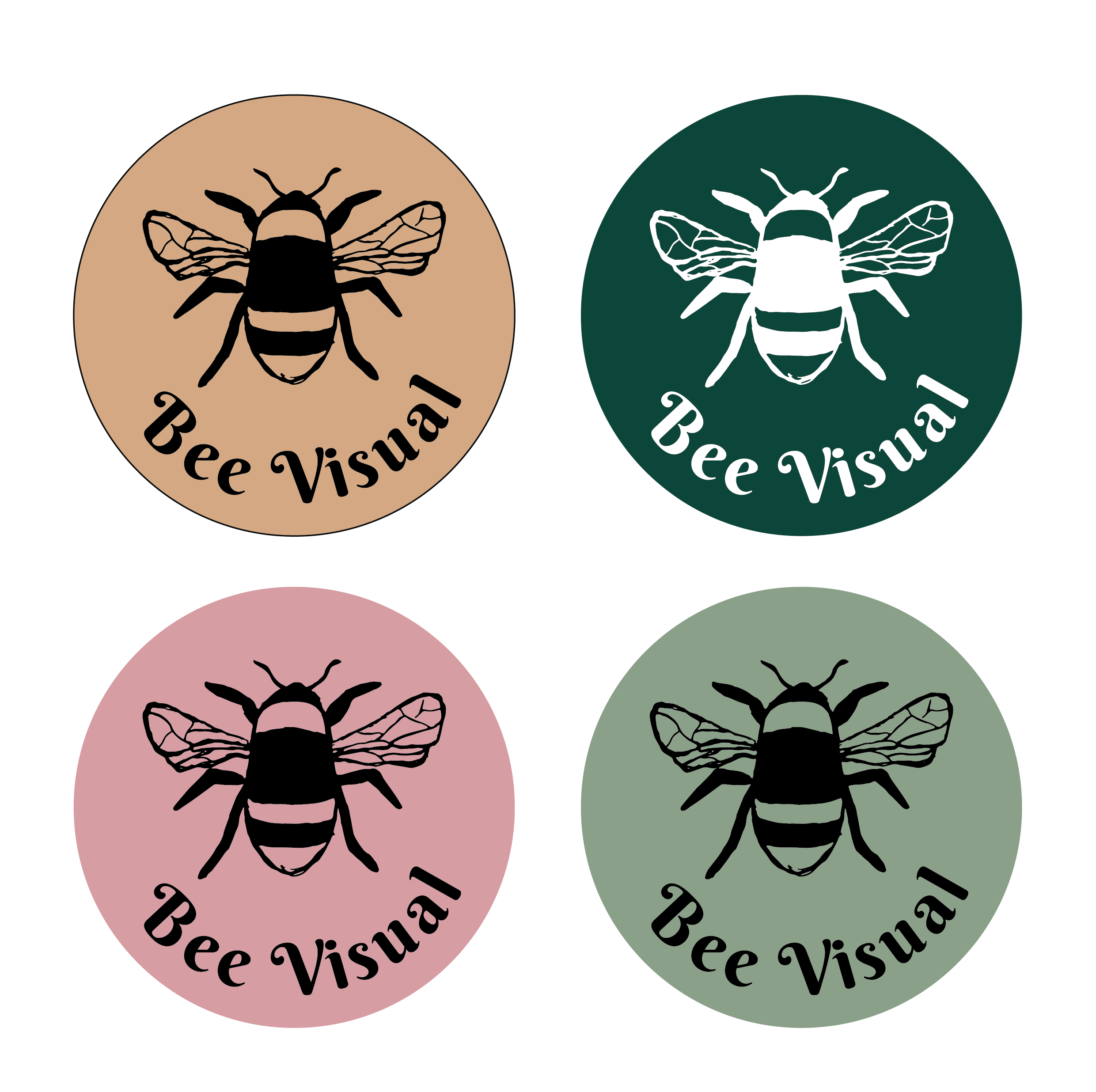 Bee Visual -logon neljä eri värivaihtoehtoa