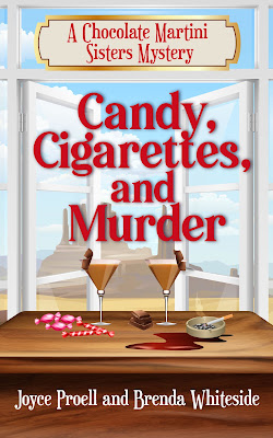 book cover of mystery Candy, Cigarettes, and Murder by Joyce Proell and Brenda Whiteside