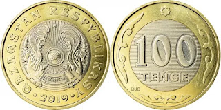 K5 KAZAKHSTAN 100 TENGE BI-METAL COIN UNC (2002-2007) 