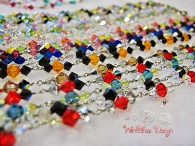 Close up of Wire wrapped Swarovski Crystal Bracelets by WireBliss