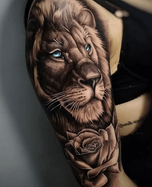 3d-lion-tattoo-with-rose