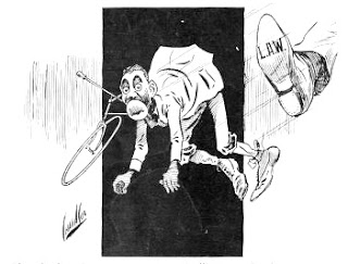Caricatura de 1894, prohibición de membresía negra