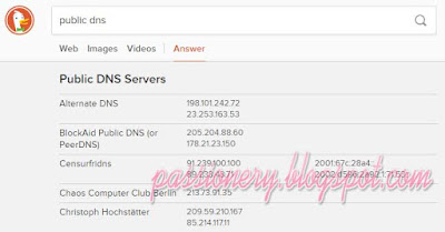 Duckduckgo - Danh sách DNS