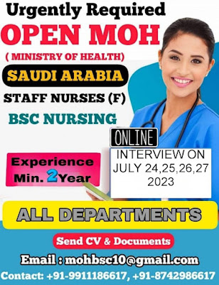 Urgently Required Nurses for Open MOH Ministry of Health Saudi Arabia