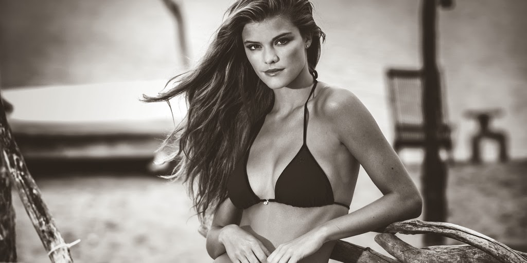 Danish supermodel Nina Agdal hot cleavage sexy bikini model photos