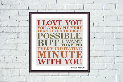 With you funny romantic quote Valentines cross stitch pattern - Tango Stitch