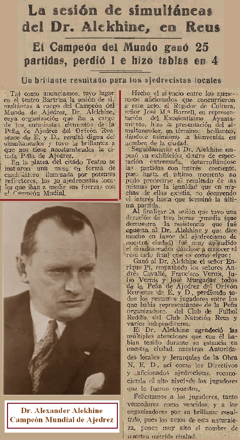 Simultáneas de ajedrez de Alexander Alekhine, marzo de 1944