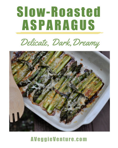 Slow-Roasted Asparagus, another spring classic ♥ AVeggieVenture.com, delicate, dark and dreamy. Low Carb. Weeknight Easy, Weekend Special. Gluten Free.