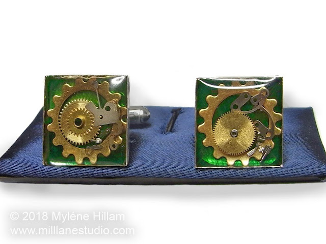 Cufflinks made with watch parts