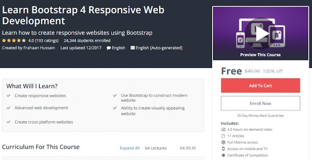 [100% Off] Learn Bootstrap 4 Responsive Web Development| Worth 49,99$