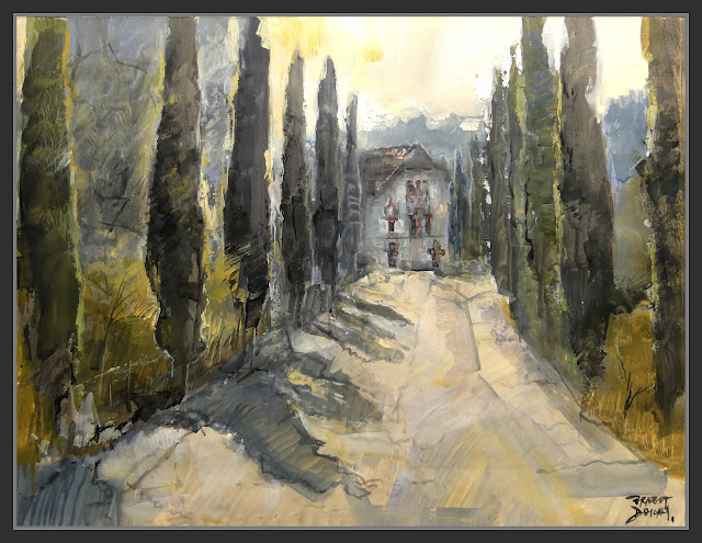 LA NOGUERA-CAL GALLIFA-PINTURA-MASIES-XIPRESOS-PAISATGES-MONISTROLET-PINTOR-ERNEST DESCALS