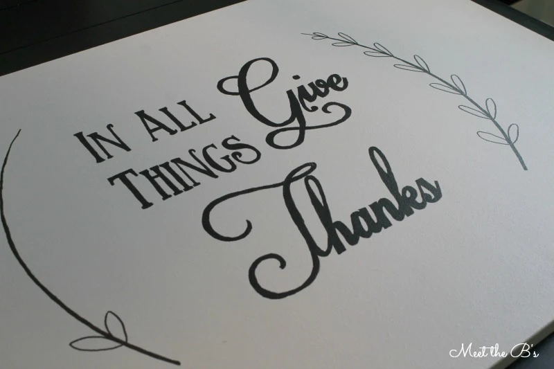 "In all things, give thanks." Dining room wall art | Meet the B's