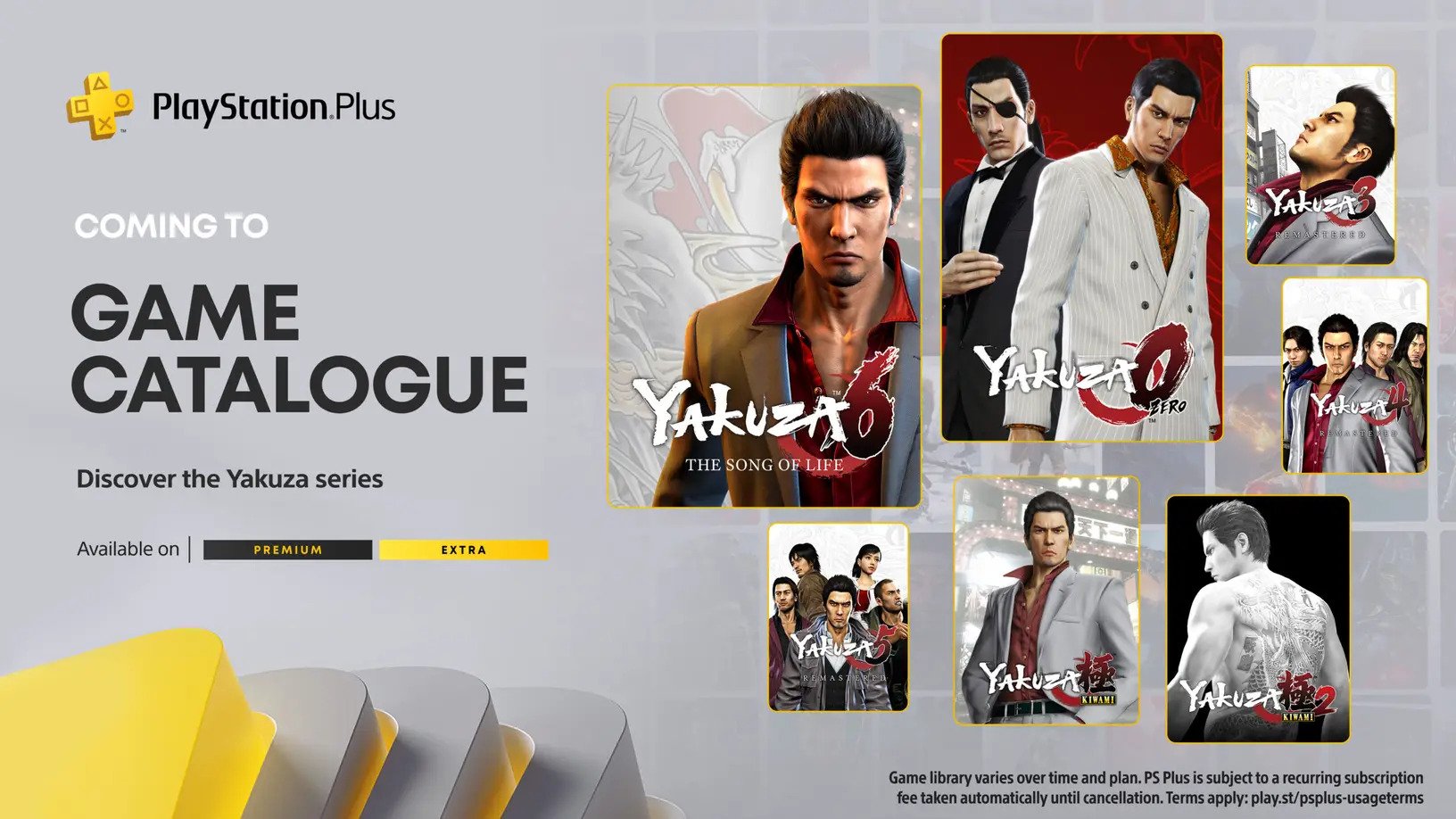 PlayStation Plus Extra/Deluxe: jogos da série Yakuza entrarão no