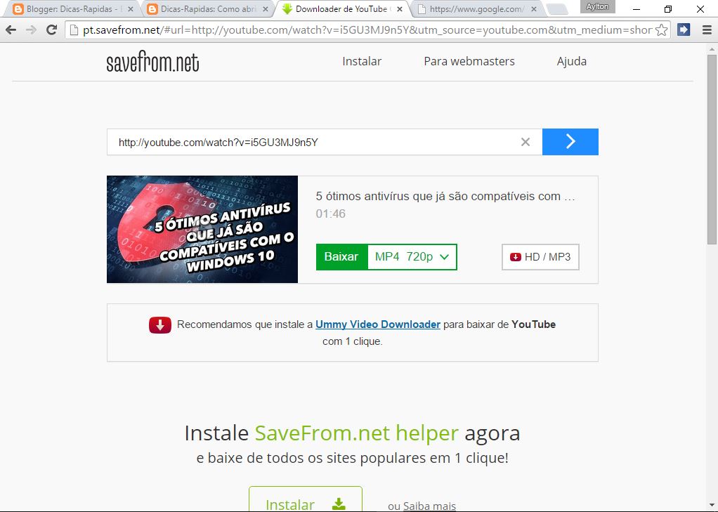 DicasRapidas: Como Baixar Videos do YouTube sem Programas