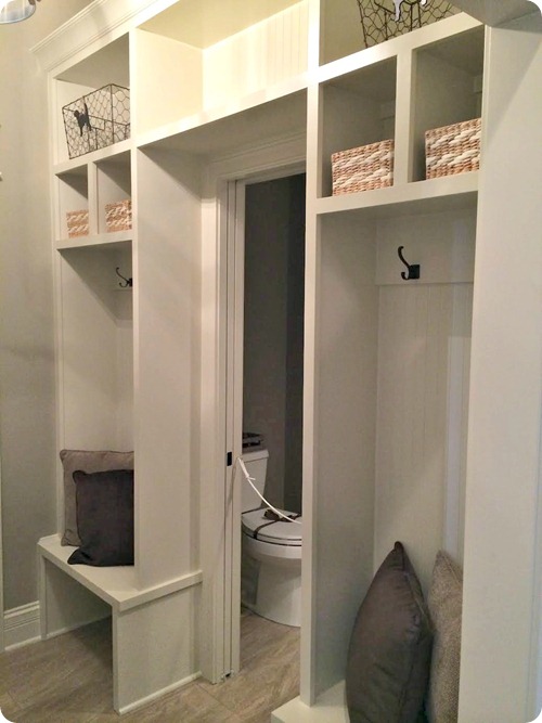 mud room built ins around door