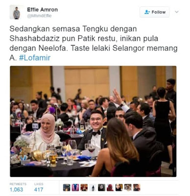 Neelofa duduk bersebelahan Tengku Amir 